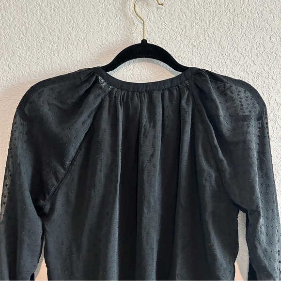 Abercrombie & Fitch Black Long sleeve Clip dot Bodysuit Small Swiss Dot Sheer - Picture 7 of 12